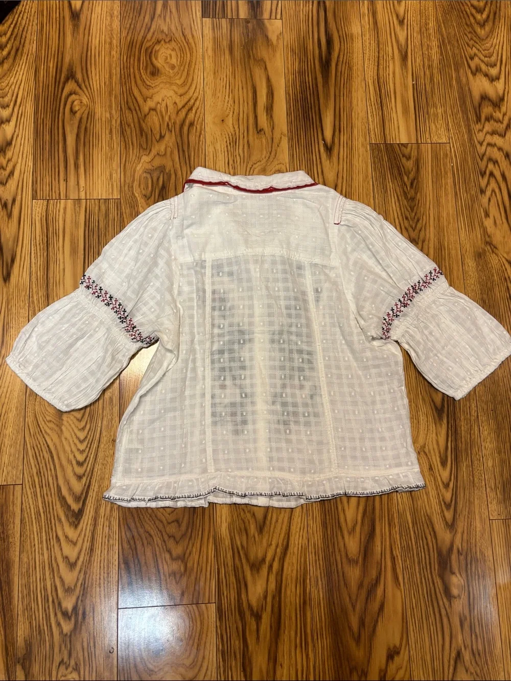 NWT Anthropologie Pilcro Embroidered Puff-Sleeve Folk Blouse - Size L